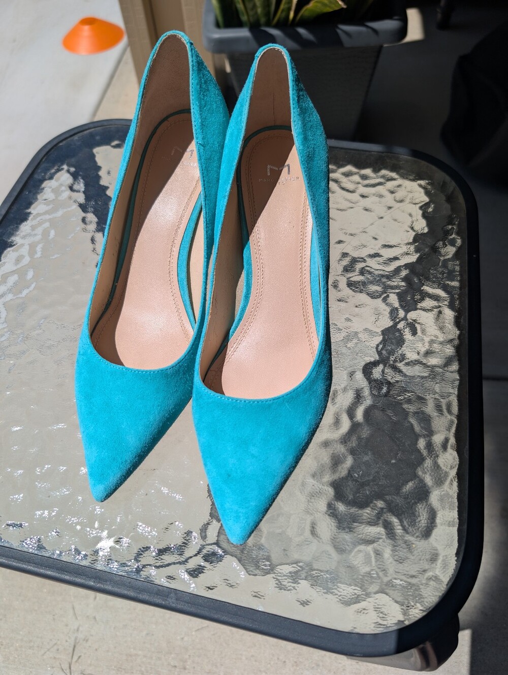 Women's Teal Suede Pointed-Toe Pumps